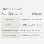 Lusso | 100% Cotton Sateen Dark Gray Pipping Queen Size White Duvet Cover Set - Image 4