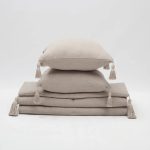 Loom Bed Runner & Pillow Covers | Set of 3 | Taupe Linen Blend Bedset