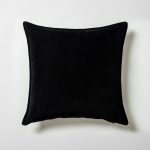 Alina | Black Solid Textured Flanged Square 20"x20" Throw Pillow Cover