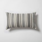 Boho | Gray Woven Striped Pattern Textured Lumbar 12"x20'' Throw Pillow Cover
