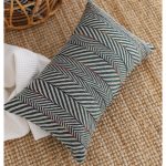 Sense | Green Textured Herringbone Stripe Lumbar 12''x20'' Throw Pillow Cover - Image 3