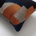 Otto | Orange and Navy Blue Modern Geometric Long Lumbar 14"x28" Throw Pillow Cover - Image 2