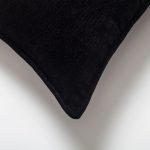 Alina | Black Solid Textured Flanged Square 20"x20" Throw Pillow Cover - Image 2