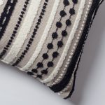 Nomad | Black and White Woven Linen Striped Lumbar 16''x24'' Throw Pillow Cover - Image 3