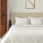 Lusso | 100% Cotton Sateen Navy Blue Pipping Queen Size White Duvet Cover Set - Image 2