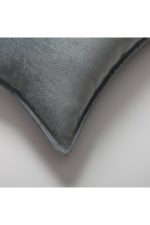 Eliza | Blue Textured Velvet-Look Flanged Square 20''x20'' Throw Pillow Cover - Image 2