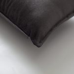 Eliza | Dark Gray Textured Velvet-Look Flanged Lumbar 16''x24'' Throw Pillow Cover - Image 2