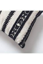 Mitos | Black and White Tribal Ethnic Striped Lumbar 16''x24'' Throw Pillow Cover - Image 2