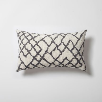 Maya | Dark Gray Kilim Patterned Tribal Boho Textured Lumbar 12''x20'' Throw Pillow Cover