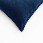 Eliza | Navy Blue Solid Textured Velvet-Look Flanged Square 20''x20'' Throw Pillow Cover - Image 2