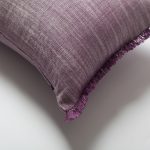 Soho | Purple Neutral Solid Linen-Blend Fringed Lumbar 12''x20'' Throw Pillow Cover - Image 2