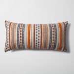 Nomad | Orange Linen Striped Long Lumbar 14"x28" Throw Pillow Cover