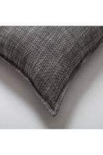Porto | Black Neutral Solid Linen-Blend Flanged Square 20''x20'' Throw Pillow Cover - Image 2