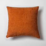 Cozy | Orange Plush Soft Textured Square 20''x20'' Throw Pillow Cover