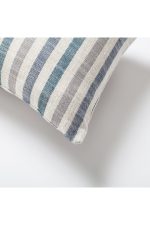 Capri | Blue Linen-Blend Neutral Striped Lumbar 12"x20" Throw Pillow Cover - Image 2