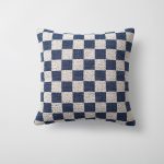 Mojo | Navy Blue Boucle Woven Checkered Square 18''x18'' Throw Pillow Cover
