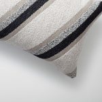 Oblique | Black and White Striped Boucle Textured Lumbar 12''x20'' Throw Pillow Cover - Image 3