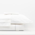 Lusso | 100% Cotton Sateen Taupe Pipping Queen Size White Duvet Cover Set - Image 2