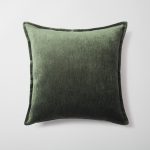 Eliza | Green Textured Velvet-Look Flanged Square 20''x20'' Throw Pillow Cover