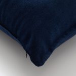 Eliza | Navy Blue Textured Velvet-Look Flanged Lumbar 16''x24'' Throw Pillow Cover - Image 2