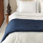 Loom Bed Runner | Navy Blue Neutral Linen Blend - Image 3