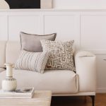 Gilda | Taupe Mid-Century Modern Geometric Textured Woven Square 18''x18'' Throw Pillow Cover - Image 2