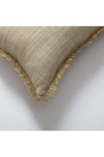 Soho | Yellow Neutral Solid Linen-Blend Fringed Lumbar 12''x20'' Throw Pillow Cover - Image 2