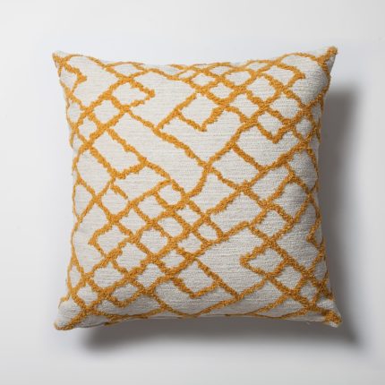 Maya | Yellow Kilim Patterned Tribal Boho Textured Square 20''x20'' Throw Pillow Cover