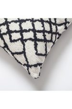 Maya | Black and White Kilim Patterned Tribal Boho Textured Square 20''x20'' Throw Pillow Cover - Image 2
