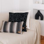 Bohem | Black Ethnic Kilim Striped Pattern Textured 12"x20'' Throw Pillow Cover - Image 2