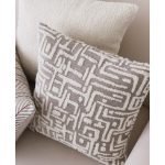Gilda | Taupe Mid-Century Modern Geometric Textured Woven Square 18''x18'' Throw Pillow Cover - Image 3