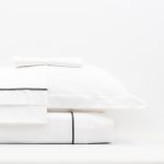 Lusso | 100% Cotton Sateen Dark Gray Pipping Queen Size White Duvet Cover Set - Image 2