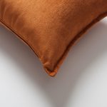Eliza | Burnt Orange Textured Velvet-Look Flanged Square 20''x20'' Throw Pillow Cover - Image 2