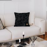 Amorf | Black Abstract Minimal Design Textured Square 20"x20'' Throw Pillow Cover - Image 3
