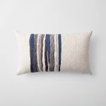 Combos | Navy Blue Textured Abstract Striped Neutral Lumbar 12"x20" Throw Pillow Cover