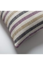Capri | Purple Linen-Blend Neutral Striped Lumbar 12"x20" Throw Pillow Cover - Image 2