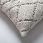 Asos | White Geometric Diamond Pattern Textured Tufted Square 18"x18'' Throw Pillow Cover - Image 2