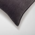 Eliza | Dark Gray Textured Velvet-Look Flanged Square 20''x20'' Throw Pillow Cover - Image 2