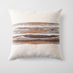 Combos | Mustard Textured Abstract Striped Neutral Square 20"x20'' Throw Pillow Cover