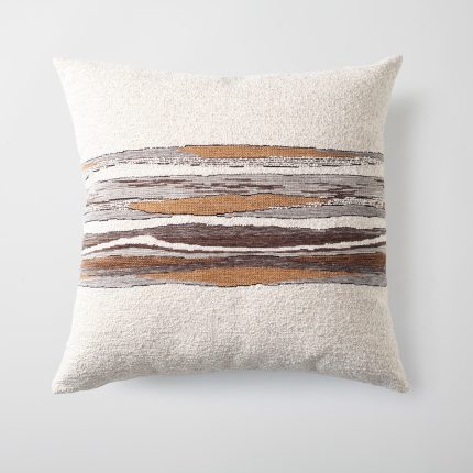 Combos | Mustard Textured Abstract Striped Neutral Square 20"x20'' Throw Pillow Cover