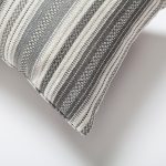 Boho | Gray Woven Striped Pattern Textured Lumbar 12"x20'' Throw Pillow Cover - Image 2