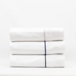 Lusso | 100% Cotton Sateen Dark Gray Pipping Queen Size White Duvet Cover Set - Image 3