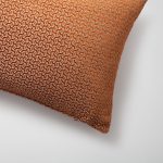 Arte | Burnt Orange Small Geometric Patterned Velvet Textured Lumbar 12"x20'' Throw Pillow Cover - Image 2