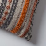 Nomad | Orange Woven Linen Striped Lumbar 16''x24'' Throw Pillow Cover - Image 2