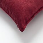 Eliza | Burgundy Textured Velvet-Look Flanged Square 20''x20'' Throw Pillow Cover - Image 2