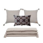 Loom Bed Runner & Pillow Covers | Set of 4 | Taupe Black Obika Bedset