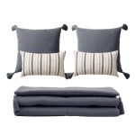 Loom Bed Runner & Pillow Covers | Set of 5 | Dark Gray Capri Bedset